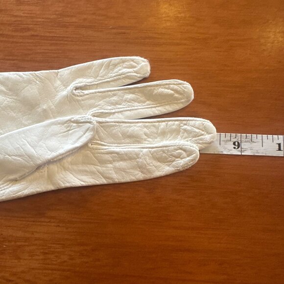Vintage Gant Perrin White Leather Gloves With Floral Embroidery & Lined Interior - Picture 8 of 8